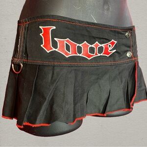 SOLD: Y2K Vtg Serious Clothing Love Hate Pleated Mini Skirt Goth Punk Y2K